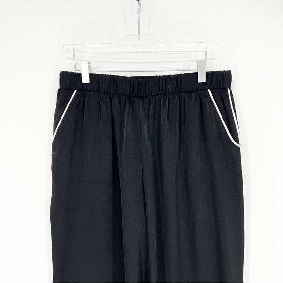 Jason Wu Satin Wide Leg Contrast Piping Pants M Black - Picture 3 of 5